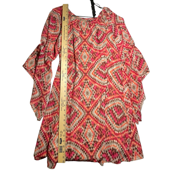 New Directions Women's Boho Tunic Dress Geometric Print Multicolor Size Large - Picture 8 of 9